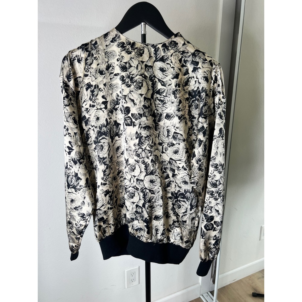 Vintage Russ Goth Cottage Womens Floral Rose Print Long Sleeve Banded Hem Blouse